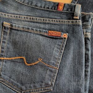 7 For All Mankind Bootcut Jeans Dark Wash Denim Made in USA Size 38x34 Mens